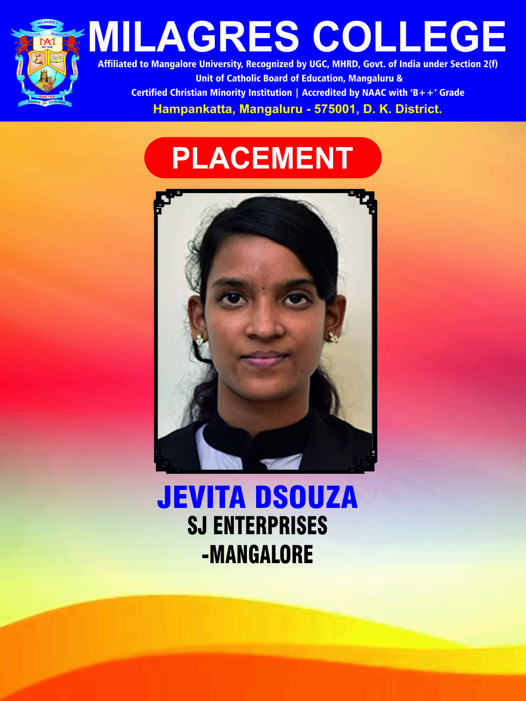 Successfully placed student